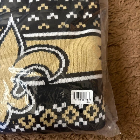 New Orlean’s Saints Ugly Christmas Sweater NEW XXL Gold Black FOCO NFL Football - Picture 5 of 6